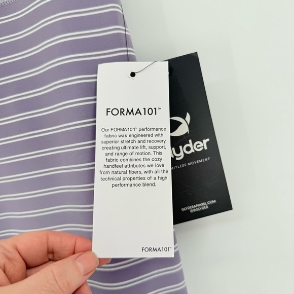 Glyder Sultry 7/8 Legging in Amethyst/Oatmilk Stripe Size XL - Picture 9 of 12